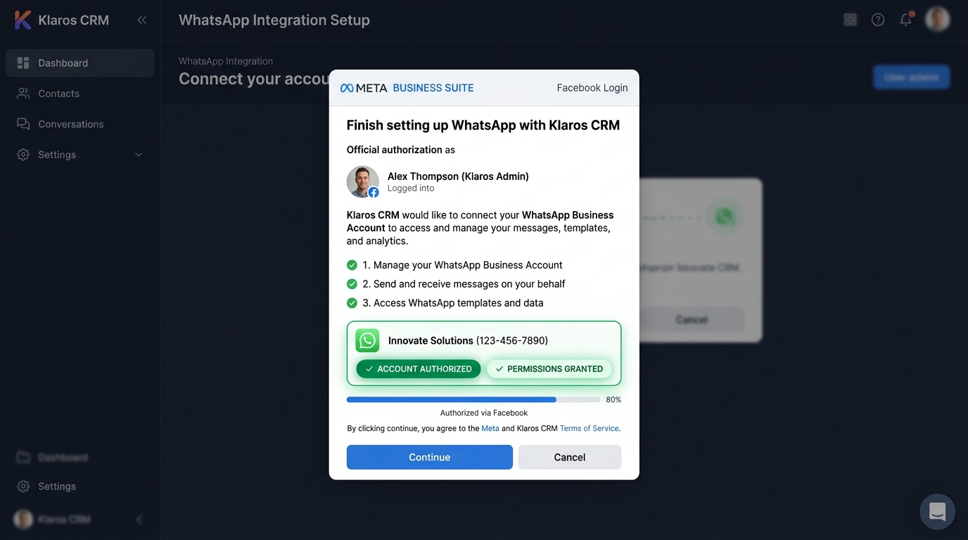 Meta Embedded Signup Authorization Window
