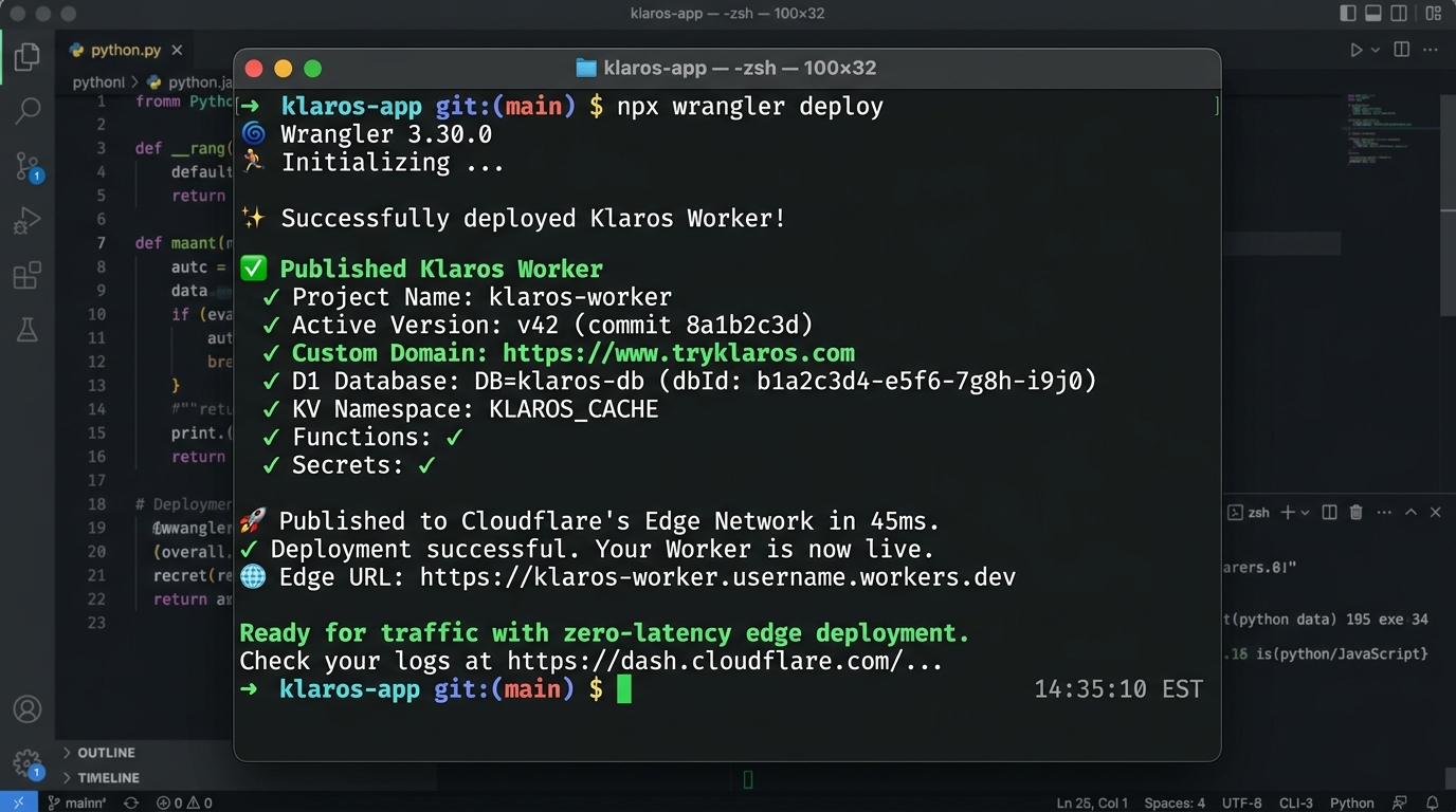 Cloudflare Workers Wrangler Terminal Deployment Output